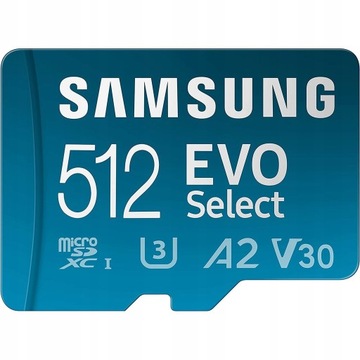 Karta pamięci Samsung EVO Select microSDXC SDXC 512GB 130/80MBs UHS-I U3