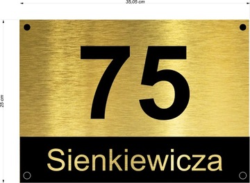 Tabliczka adresowa Nazwa Ulicy Numer Złota alumin.