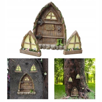 Сказочная дверь и окно для украшения ствола дерева,