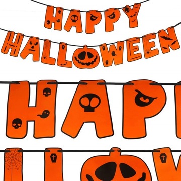 BANER GIRLANDA NAPIS HAPPY HALLOWEEN POMARAŃCZOWY DYNIA DEKORACJE 200CM