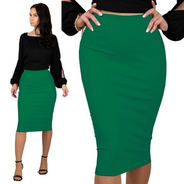 XS TUBA ZIELONA spódnica dopasowana midi ołówkowa dzianinowa obcisła 34