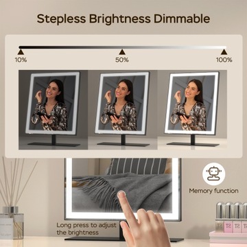 Зеркало для макияжа с внутренней светодиодной подсветкой 34*25см черное