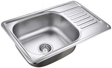 ZLEWOZMYWAK STALOWY ROYAL GŁADKI MATOWY WPUSZCZANY BATERIA KOSZYK