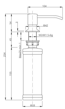 ДОЗАТОР с помпой для МЫЛА/ЖИДКОСТИ для СТАЛЬНОЙ мойки