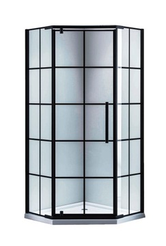 LOFT Czarna Kabina Prysznicowa 80x80 + 5cm 5-Kątna