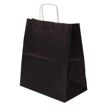 CZARNA Torba Papierowa 30x17x34 cm Ekologiczna Prezentowa 25 szt.