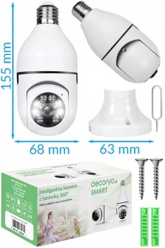 Zestaw: 5x Mini Kamera Full HD Monitoring WiFi do Gniazda E27 z Żarówką PIR