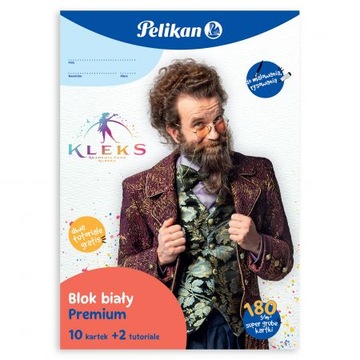 Blok biały Premium 180g super grube kartki AKADEMIA PANA KLEKSA 10 kartek+2