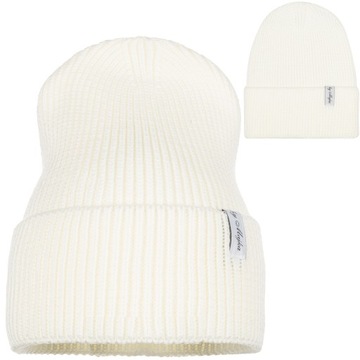 CZAPKA DAMSKA KOBIECA BEANIE JESIENNA ZIMOWA BEŻOWA BEŻ ECRU
