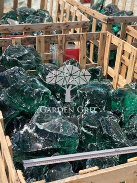 Стеклоблоки лавовый габион бирюзово-зеленого цвета 25 кг.