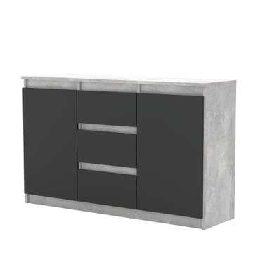 Komoda AGA 120CM BETON/ANTRACYT Pojemna Szafka 3 Szuflady MIX KOLORÓW
