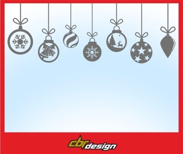 BOMBKI ŚWIĄTECZNE NA SZYBĘ ŚCIANĘ NAKLEJKA - M