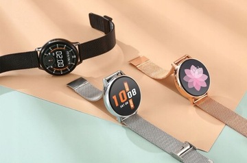 УМНЫЕ ЧАСЫ ЖЕНСКИЕ ЧАСЫ ПОЛЬСКИЙ ПУЛЬС СЕРДЕЧНЫЙ РИТМ ДАВЛЕНИЯ СТУПЕНИ 2 РЕМЕШКА + СТЕКЛО