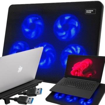 PODSTAWKA PODKŁADKA CHŁODZĄCA POD LAPTOPA NOTEBOOKA PODŚWIETLENIE 12-17''