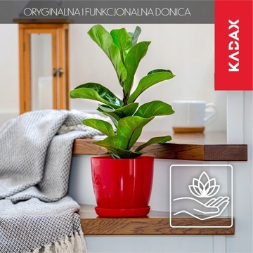 DONICZKA Z PODSTAWKĄ PLASTIKOWA OSŁONKA DONICA 12cm CZERWONA KWIATY KADAX