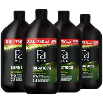 Żel pod prysznic męski Fa Men Energy Boost 2w1 XXL dla mężczyzn 4x 750ml