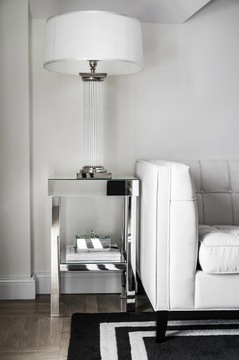 Зеркальная прикроватная тумбочка с ящиком, ГРИНВИЧ хром