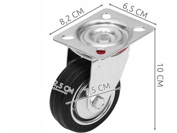 ПОВОРОТНОЕ РЕЗИНОВОЕ КОЛЕСО ДЛЯ МЕБЕЛЬНОЙ ТЕЛЕЖКИ ПРОМЫШЛЕННЫЙ РУЛЕВОЕ КОЛЕСО 75 мм