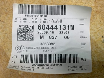 BMW F30 F31 LCI BOCK DOOR WOPHOLSTEM Veneto Rolection