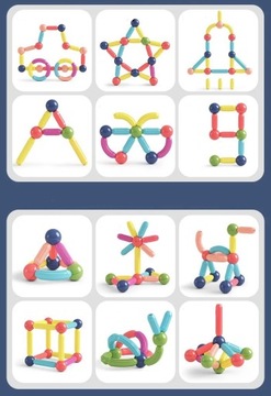 БОЛЬШИЕ МАГНИТНЫЕ КОНСТРУКЦИОННЫЕ БЛОКИ МАГНИТНЫЕ ПАЛОЧКИ 64 шт.