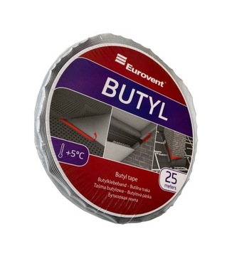 ЛЕНТА КРОВЕЛЬНАЯ БУТИЛОВАЯ ДВУСТОРОННЯЯ УПЛОТНИТЕЛЬНАЯ EUROVENT BUTYL 15мм 25мб
