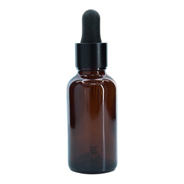 Butelka szklana 30 ml brązowa z pipetą szklaną czarno-czarną