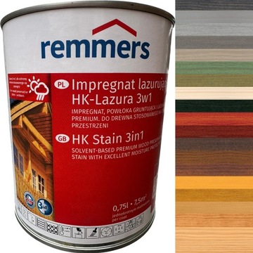 Remmers IMPREGNAT do drewna HK LASUR LAZURA 3w1 MAT 0,75L KOLOR KOLORY