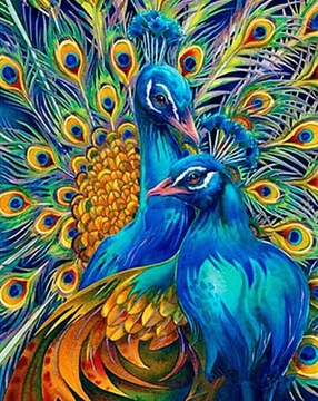 HAFT DIAMENTOWY Diamond Painting Mozaika Niebieskie Pawie 45x55 cm K