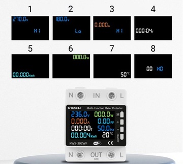 Inteligentny licznik energii prądu watomierz przekaźnik 63A LCD TUYA WiFi