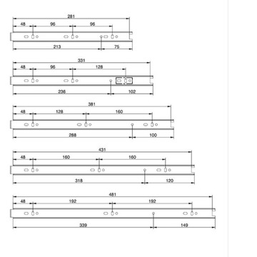 Prowadnica kulkowa 350mm push-open REJS 30kg