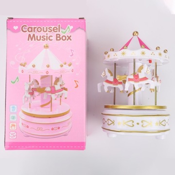 Музыкальная шкатулка Механическая карусель со светодиодным световым шоу Рождественский подарок