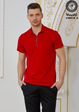 MONDO Premium Koszulka polo męska red suwak XL