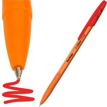 DŁUGOPIS SZKOLNY OLEJOWY ZE SKUWKĄ 0,7 mm CZERWONY TRIBASE ORANGE BERLINGO