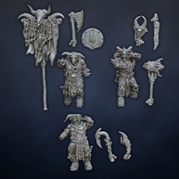 Стадо зверолюдов Дикорогов - x10 - DL Miniatures - Druk3D - мини-счет