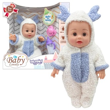 LALKA BOBAS W UBRANKU RENIFEREK AKCESORIA MLEKO SMOCZEK 28 CM WOOPIE ROYAL