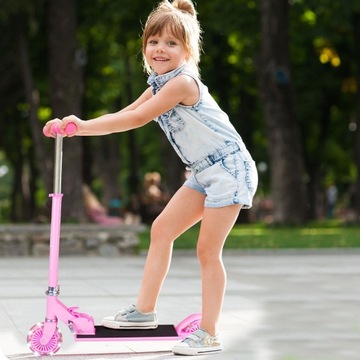 БОЛЬШОЙ СКЛАДНОЙ ДВУХКОЛЕСНЫЙ САМОКАТ ДЛЯ ДЕТЕЙ, РЕГУЛИРУЕМЫЙ + СВЕТЯЩИЕСЯ СВЕТОДИОДНЫЕ КОЛЕСА