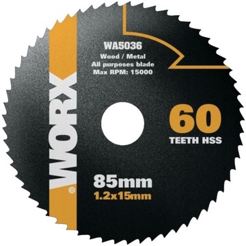 Tarcza do cięcia metalu WORX WA5036 85mm 60T