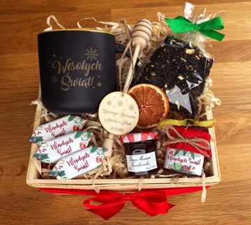 Набор в корзине Подарок Рождественский мед Кружка чая