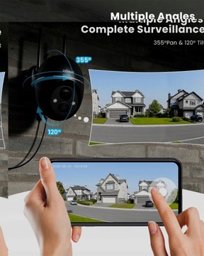 BATERIE ZEWNĘTRZNA KAMERA OBROTOWA IP 2K WiFi ZOOM