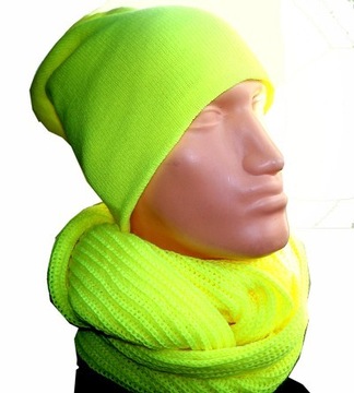 KOMPLET MĘSKI CZAPKA SMERFETKA KRASNAL +SZAL KOMIN