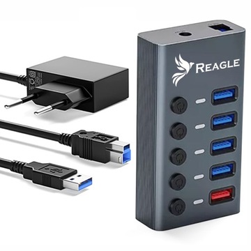 HUB USB 3.1 PRO Aktywny 4 Porty USB-A Zasilacz 36W