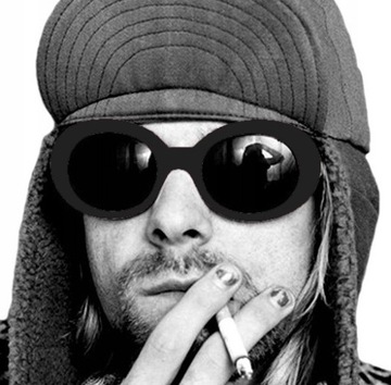 owalne Okulary retro Kurt Cobain muchy NIRVANA geometryczne muchy