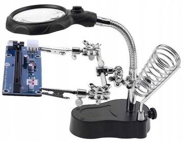 Светодиодная паяльная лупа с ручкой третьей руки