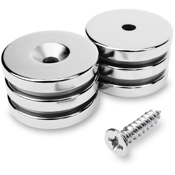 MAGNES NEODYMOWY PIERŚCIENIOWY fi 25x4 mm Okrągły, Otwór pod Wkręt, 6 szt.