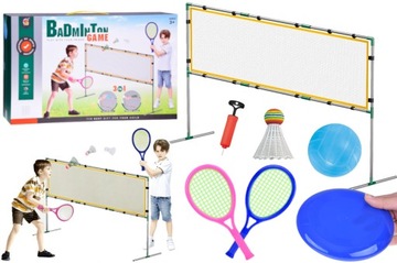 Zestaw Sportowy Dla Dzieci 3+ Siatkówka Badminton Frisbe Piłka Lotka Pompka