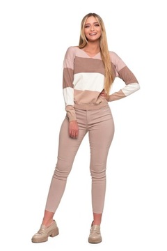 ЖЕНСКИЙ СВОБОДНЫЙ ДЖЕМПЕР С ДЛИННЫМ РУКАВОМ, ТОНКИЙ ДЖЕМПЕР ИЗ ВИСКОЗЫ MORAJ, В ПОЛОСКУ, Размер XL