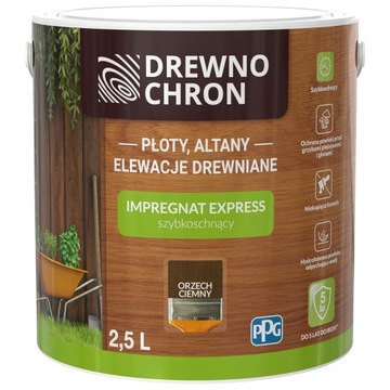 Drewnochron Impregnat do drewna Express orzech ciemny 2,5L