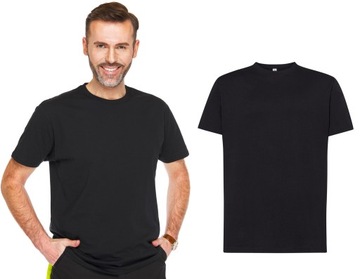 GRUBSZA KOSZULKA MĘSKA JHK TSRA190 PREMIUM 100% BAWEŁNIANA CZARNA r. S