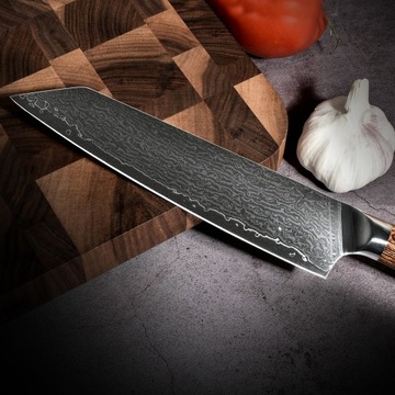 ПРОФЕССИОНАЛЬНЫЙ ЯПОНСКИЙ ШЕФ-НОЖ ДАМАСКСКАЯ СТАЛЬ + НОЖ ДЛЯ ЗАТОЧКИ YD201-22