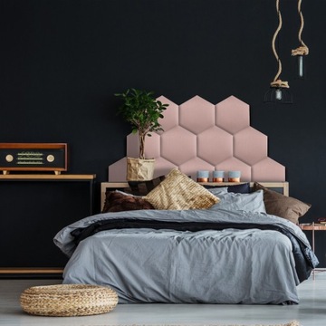 Мягкая панель Розовый шестигранник 40х35 см